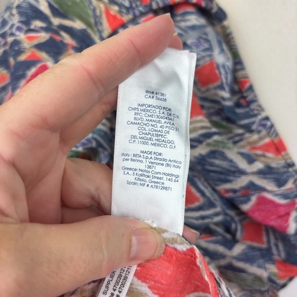 Chaps women’s top size 1X geometric boho pleated summer resort wear vacation - Picture 13 of 14